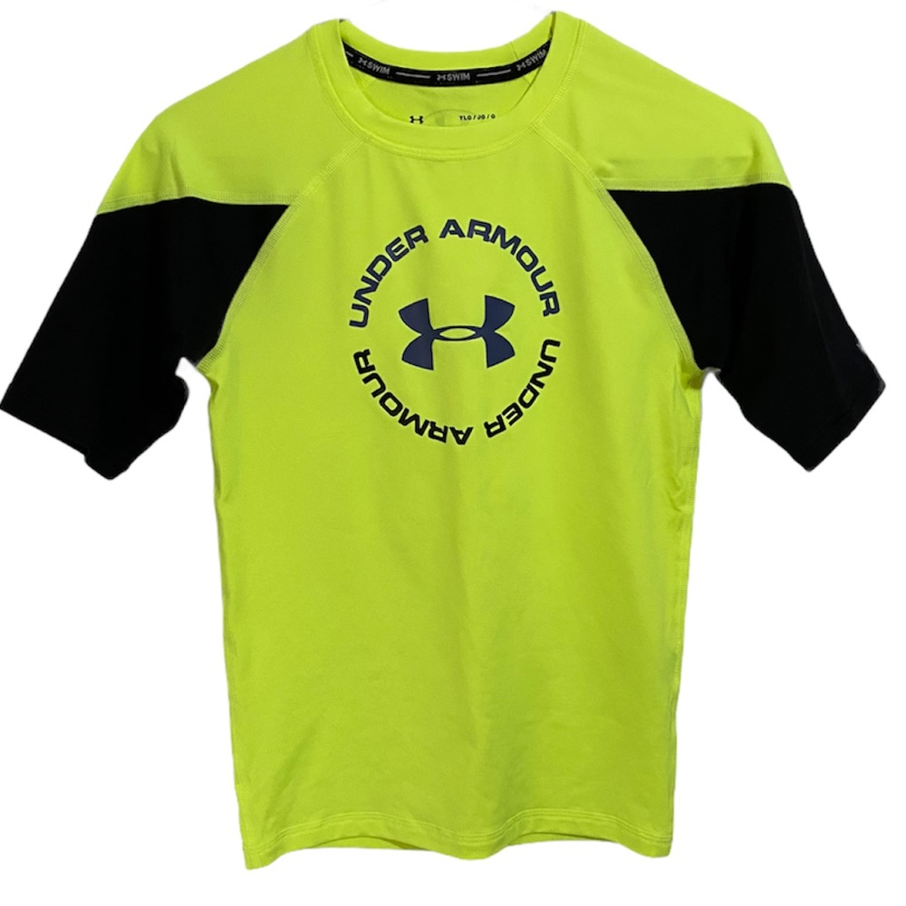 Boys Under Armour Yellow & Black Swim Shirt